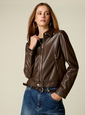 Oltre Oltre Giacca in similpelle R310R002526N032 Marrone Cropp Fit