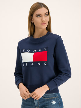 Tommy Jeans Tommy Jeans Bluza Flag DW0DW07414 Granatowy Regular Fit
