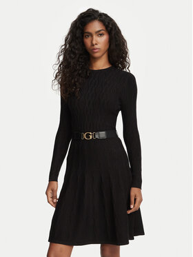 Guess Guess Sukienka dzianinowa W6BK64 Z1569 Czarny Regular Fit