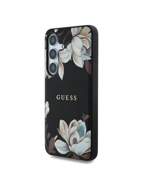 Guess Guess Etui na telefon Grained Printed Flower Pattern MagSafe Czarny
