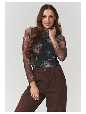 Makadamia Makadamia Bluzka C18 Brązowy A-Line Fit