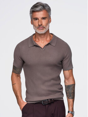 Ombre Ombre Polokošile OM-POSS-0182 Šedá Slim Fit