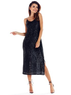 Awama Awama Sukienka wieczorowa A352 Czarny Basic Fit