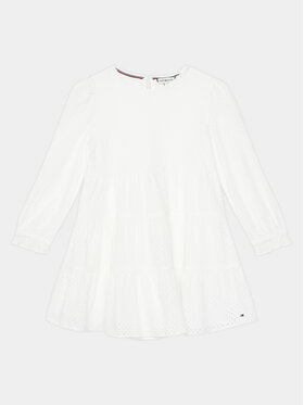 Tommy Hilfiger Tommy Hilfiger Φόρεμα καθημερινό Anglaise KG0KG07779 D Λευκό Regular Fit