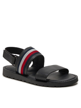 Tommy Hilfiger Sandali Core Hilfiger Lth Strappy Sandal FM0FM05009 Črna