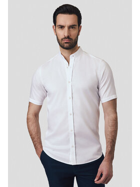 Lancerto Lancerto Koszula Koszula Biała Bawełniana z Krótkim Rękawem Karin KO073125000011 Biały Slim Fit