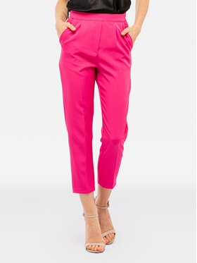 Perso Perso Kalhoty z materiálu cygaretki z kieszeniami Růžová Slim Fit