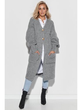 Makadamia Makadamia Kardigan S101 Szary Oversize