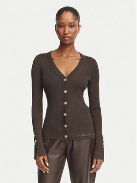 Guess Guess Ζακέτα W6YR11 Z0950 Σκούρο καφέ Slim Fit