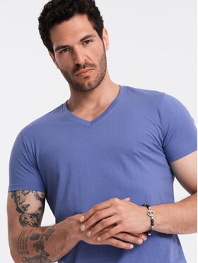 Ombre Ombre T-Shirt OM-TSBS-0145 Fioletowy Regular Fit