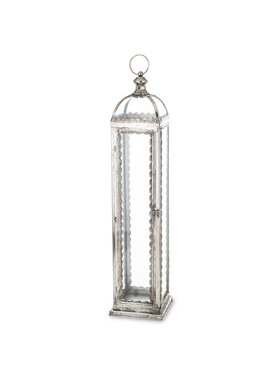 MIAhome MIAhome Lampion metalowy ze szkłem Kerala 77 cm Srebrny