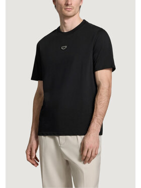 Antony Morato Antony Morato T-shirt RELAXED FIT WITH METAL RUBBER PLATE Nero Relaxed Fit