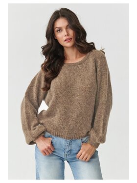 Makadamia Makadamia Sweter S168 Brązowy Boxy Fit