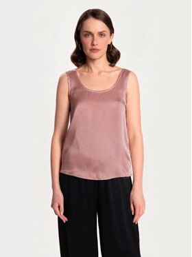 Cat&Cat Cat&Cat Top jedwabny basic Różowy Regular Fit