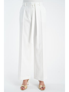 CLICK CLICK Bavlnené nohavice 30-402 Biela Relaxed Fit