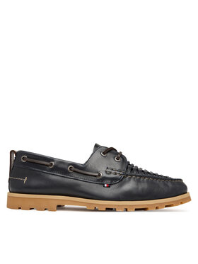 Tommy Hilfiger Tommy Hilfiger Félcipő Hilfiger Braided Lth Boat Shoe FM0FM05892 Sötétkék
