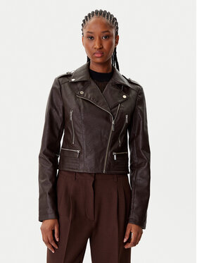 Morgan Morgan Kurtka z imitacji skóry 202-GRAMMO.N Brązowy Regular Fit