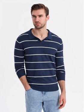 Ombre Ombre S dlouhým rukávem OM-POLS-0146 Tmavomodrá Regular Fit