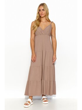 Makadamia Makadamia Sukienka letnia M821 Brązowy Comfortable Fit