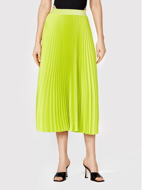 Simple Simple Fustă plisată SDD005 Verde Regular Fit