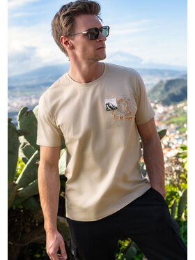 Volcano Volcano T-Shirt T-MAP Beżowy Regular Fit