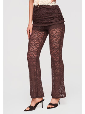 Ombre Ombre Spodnie materiałowe OW-PA-E0010 Brązowy Slim Fit