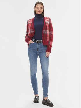 Tommy Hilfiger Pletena Jopica Tartan WW0WW40129 Rdeča Regular Fit