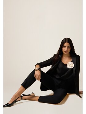 Oltre Oltre Spodnie materiałowe P037R008787N033 Czarny Regular Fit