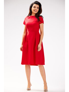 Awama Awama Sukienka letnia A592 Czerwony Basic Fit