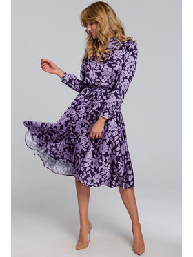 Makover Makover Sukienka codzienna K084 Fioletowy Regular Fit