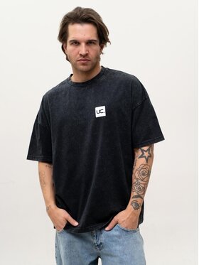 Urban City Urban City T-Shirt Szeroka luźna acid wash 131053 Czarny Oversize