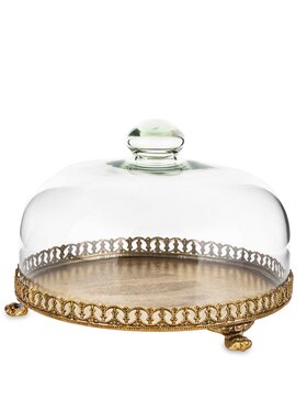 MIAhome MIAhome Patera taca okrągła z kloszem 17x25x25 cm OMBRA Złoty