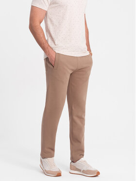 Ombre Ombre Spodnie dresowe OM-PABS-0206 Brązowy Regular Fit
