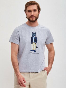 CAT by maniita lacitta CAT by maniita lacitta T-Shirt Printed men's t-shirt with CAT Szary Regular Fit