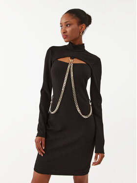 Just Cavalli Just Cavalli Коктейлна рокля 75PAO914 Черен Slim Fit