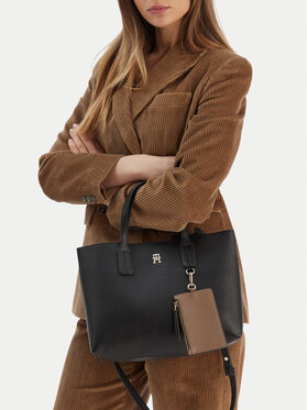 Tommy Hilfiger Tommy Hilfiger Geantă Th Icon Mini Tote AW0AW18233 Negru