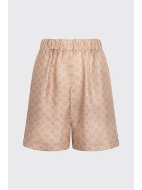 MARI PRETI MARI PRETI Kalhoty z materiálu MONOGRAM M Béžová Regular Fit