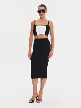 Nudyess Nudyess Top Alex z prążka Czarny Slim Fit