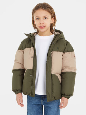 Tommy Hilfiger Tommy Hilfiger Geacă din puf Essential Colorblock KB0KB08559 S Verde Regular Fit