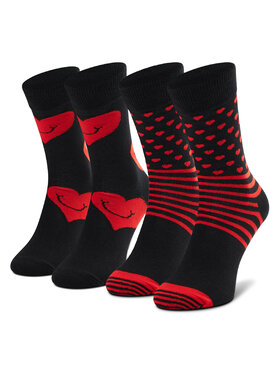 Happy Socks Happy Socks Zestaw 2 par wysokich skarpet unisex XVAL02-9300 Czarny