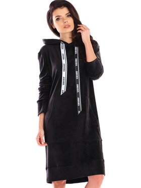 Awama Awama Sukienka dzianinowa A414 Czarny Basic Fit