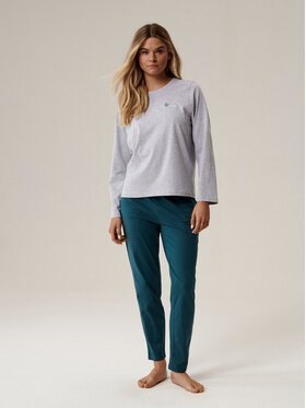 Atlantic Atlantic Piżama Embroidery Turkusowy Regular Fit