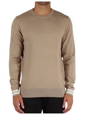 Richmond X Richmond X Svetr maglia uomo di colore beige con logo sui polsi Béžová Regular Fit