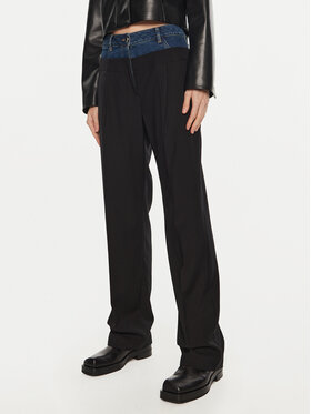Sisley Sisley Riidest püksid 485XLF05M Must Wide Leg