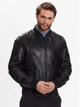 Trussardi Trussardi Ādas jaka 52S00865 Melns Regular Fit