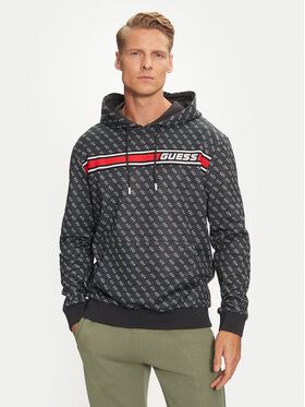 Guess Guess Džemperis ar kapuci New Korbin Z4BQ30 FL04Q Melns Regular Fit