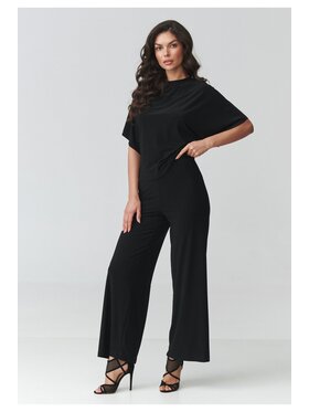 Makadamia Makadamia Komplet bluzka i spodnie M940 Czarny Loose Fit