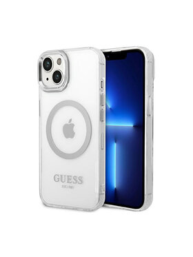 Guess Guess Etui na telefon Metal Outline MagSafe Przezroczysty