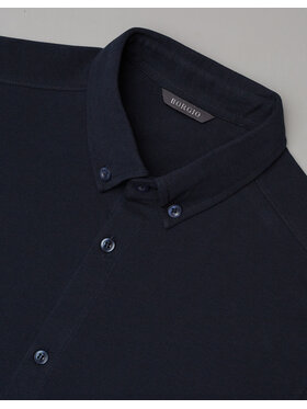 Borgio Borgio Koszula lenola Granatowy Slim Fit