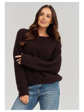 Makadamia Makadamia Sweter C93 Brązowy Loose Fit